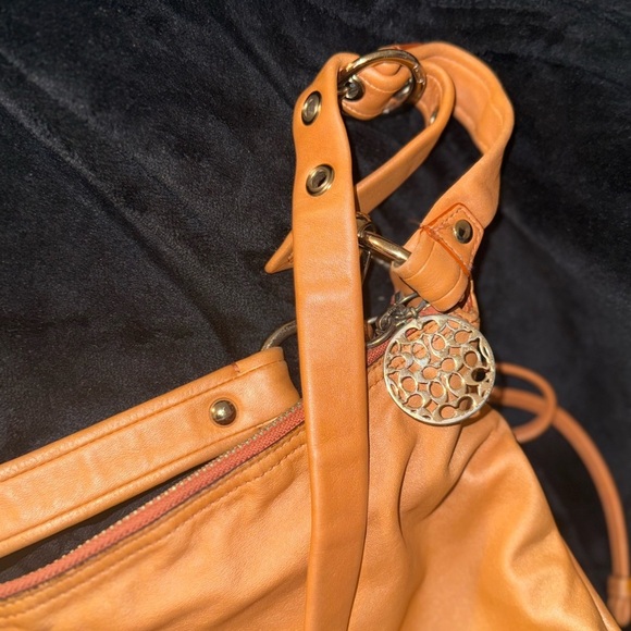 Coach Orange/Tan Leather Shoulder Bag - Picture 6 of 16